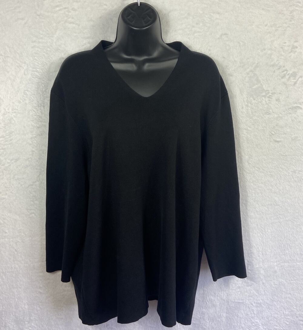Pursuits Ltd 73% Silk 27% Nylon Ribbed Top Women’s Black XL Minimalist Luxury